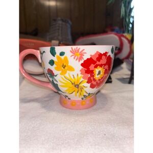 Hobby Lobby Floral Mug Letter L Pink Handle Coffee Tea Cup